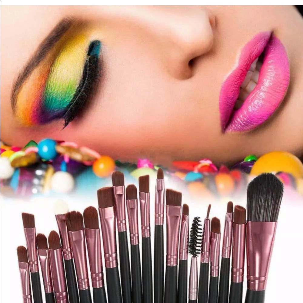 20 pieces Makeup Brush set brown color